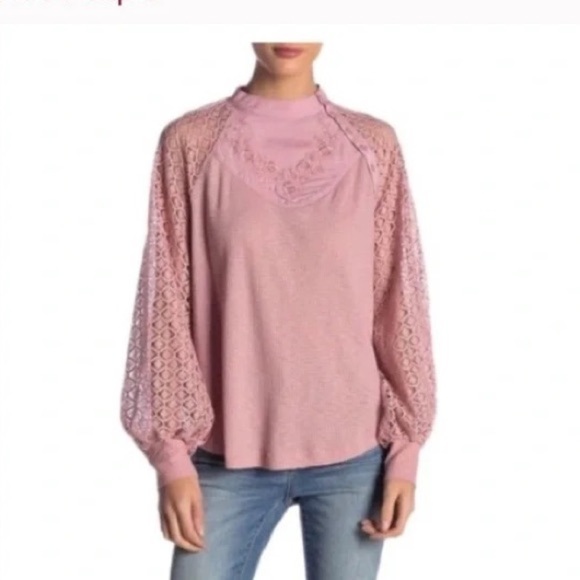 Free People Pink Sweetest Thing Thermal Top - Picture 1 of 7